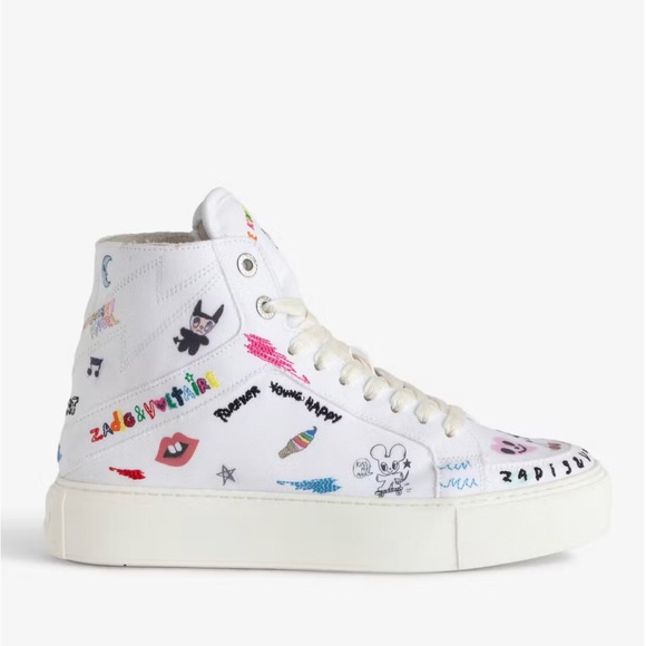 Zadig & Voltaire ZV1747 High Flash Chunky High-Top Sneakers White Size 37 - Picture 2 of 6